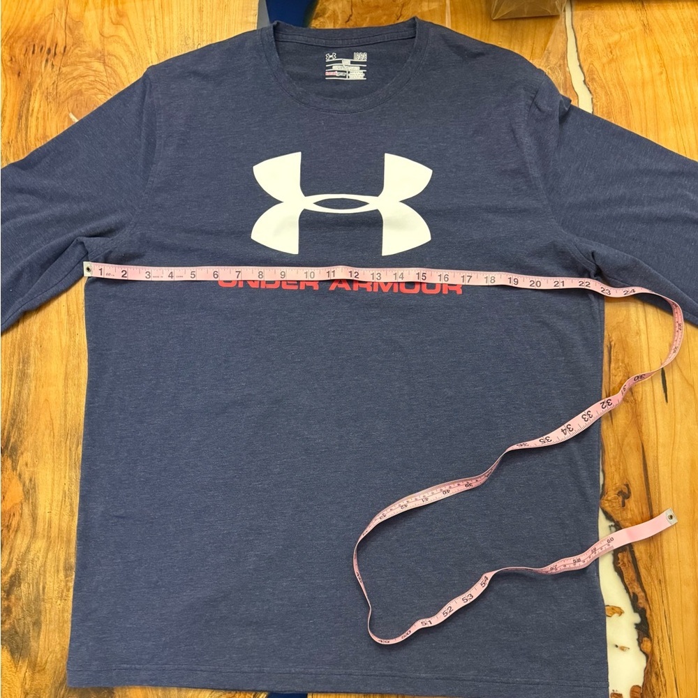 Under Armour HeatGear Long Sleeve Shirt Men LG Loose Navy Athletic Logo - Picture 3 of 7